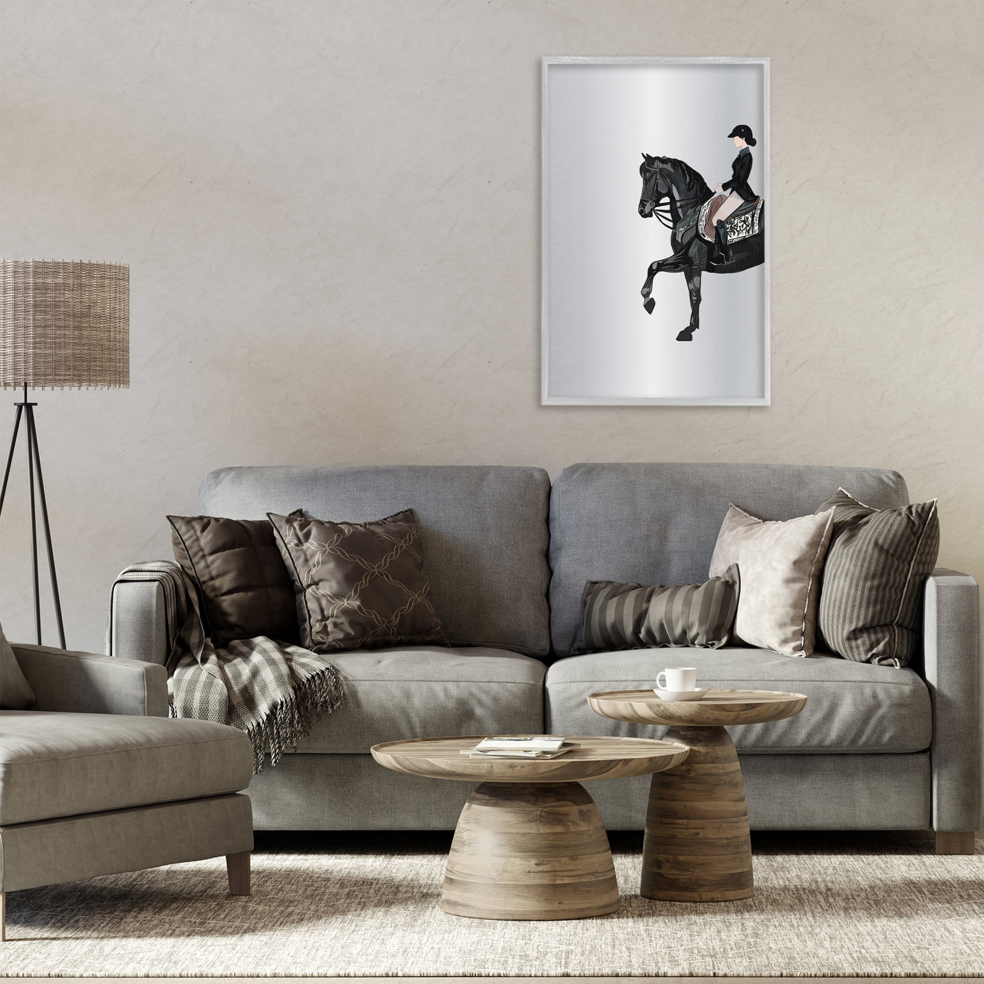 Stupell Industries Silver Rider Jockey Animals & Insects Painting Gray Framed Art Print Wall Art, 20 x 30