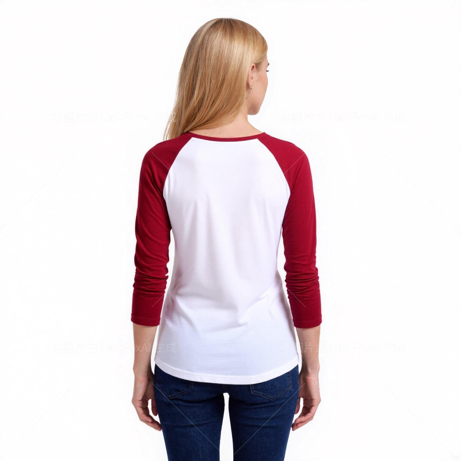 Women's Two Tone 3/4 Sleeve Raglan Baseball Shirt / Baseball Tee, White/Red M