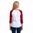 thumbnail image 4 of Women's Two Tone 3/4 Sleeve Raglan Baseball Shirt / Baseball Tee, White/Red S, 4 of 7
