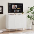 thumbnail image 2 of Sideboard Buffet Cabinet, Storage Cabinet With Wave Texture, Magnetic Device, 6 Compartments, Retro Wooden Kitchen Pantry Storage Cabinet For Hallway, 2 of 9