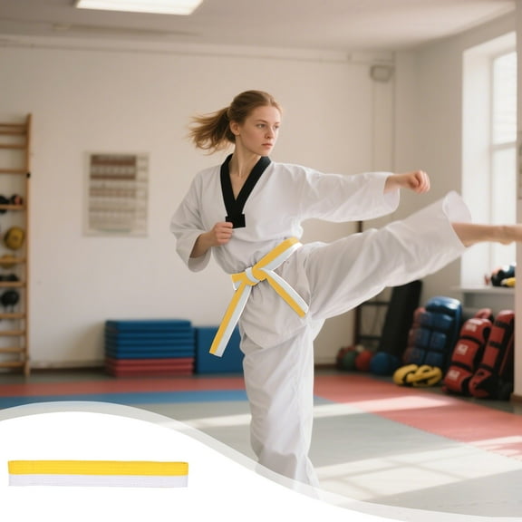 Nrmrqz Taekwondo Belt Double Needle Eight Thread 280cm Polyester for Karate Judo Training Multi-Color Graded Selection