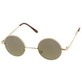 thumbnail image 2 of sunglassLA Unisex Small Retro Lennon Inspired Style Colored Mirror Lens Round Metal Sunglasses 41mm (Gold / Gold Mirror) - 41mm, 2 of 4