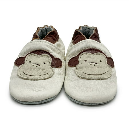 

Toddler Baby Cowhide Slippers Soft-soled Anti-slip Breathable Monkey Pattern Indoor Slides Carpet Shoes For Boys Girls