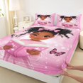thumbnail image 4 of Castle Fairy Sweet Black Girl Bed Sheets 4-Piece,Magical Book Print Full Size Sheets,Pink,1 Fitted Sheet, 1 Flat Sheet and 2 Pillowcases, 4 of 6