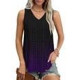 thumbnail image 2 of Plebaso Womens Tank Tops V Neck Gradient Lightweight Eyelet Shirts Flowy Loose Summer Sleeveless Blouses, 2 of 7
