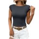 thumbnail image 3 of TaTaai Women Casual Fashion Solid Color Boat Neck Slim Fit Short Top Ladies Stylish Slimming Crop Top for Daily Street Office Commute Wear Soft Comfortable Fashion Blouse Gift, 3 of 7