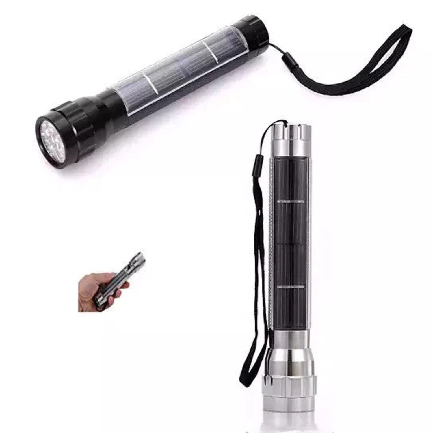 Solar LED Flash Light Never Need Batteries - Steel