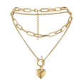 thumbnail image 1 of Joywa Collier à Double Couche en Forme de Cœur, Plaqué en Alliage Durable, Collier Multicouche 1 pack, 1 of 8