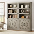 thumbnail image 5 of Farmhouse Wooden Bookcase with 5 Open Shelves and Closed Cabinets, Durable Engineered Wood Storage Shelf for Study Room Home Office Living Room,Grey, 5 of 7