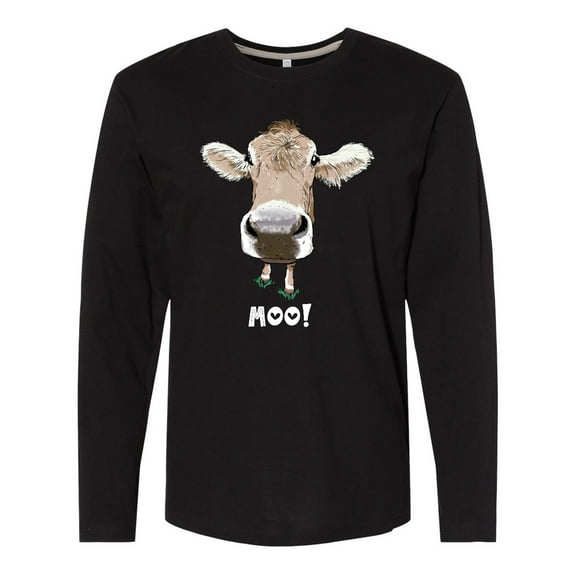 Inktastic Moo Cute Brown Holstein Cow Long Sleeve T-Shirt
