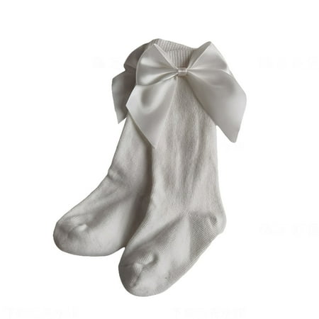 

Binpure Little Girls Solid Color Bowknot Anti-Slip Cute Wild Cotton Long Stockings