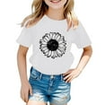 thumbnail image 2 of Girls Shirts Size 14-16 Kids Boys Girls Casual Sunflower Print Crew Neck Short Sleeve TShirt Top White, 2-3 Years, 2 of 4