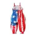 thumbnail image 6 of IROINNID Toddler Girl's Summer Romper Sling Sleeveless Backless Short Jumpsuit Sleeveless USA Flag Prints One-Piece Ramper, 6 of 8