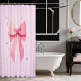 thumbnail image 3 of Erosebridal Blush Satin Bow Ribbon Shower Curtain 72Wx78L for Girls, Romantic Floral Print Waterproof Bath Curtain, 3 of 5