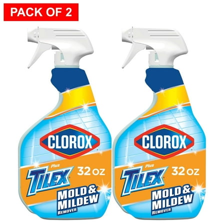 Clorox Plus Tilex Mold & Mildew Remover and Stain Cleaner with Bleach Spray, 32 oz (Pack of 2)