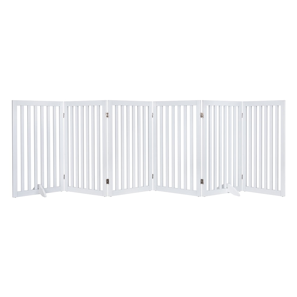Unipaws Freestanding Pet Gate 36 inches High 6 Panels, White