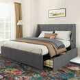 thumbnail image 6 of Uforic Queen Bed, Storage Drawers & Padded Headrest, USB & Type-C Outlets, Box Spring Unnecessary, Suitable for Adults, Gray, 6 of 6