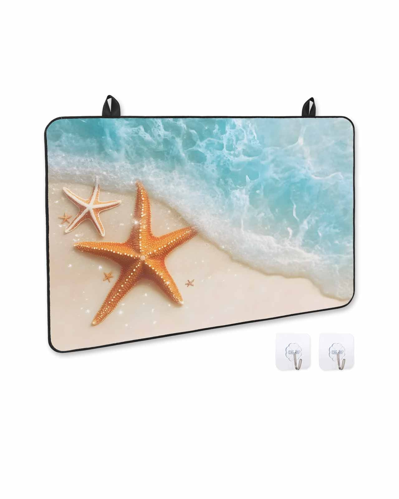 nqOlkjepod Large Induction Cooktop Protector Mat 24"x21", Coastal Starfish Stove Top Covers for Electric Stove, Simple Summer Nautical Ocean Beach Stove Burner Cover Mats, Glass Top Stove Cover
