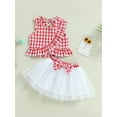 thumbnail image 2 of Coduop Baby Girls Summer Outfit Set Sleeveless Plaid  Ruffle Tank Tops + Tutu Skirt 2Pcs Set, 2 of 9