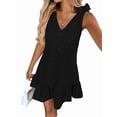 thumbnail image 2 of Women'S Spring V Neck Sleeveless Jacquard Sundresses Button Decoration Flowy Summer Dresses for Women, 2 of 9