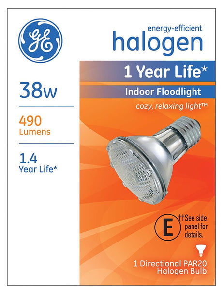 38W 490 Lum GE Lighting 69163 Energy-Efficient PAR20 Halogen Floodlight Bulb 