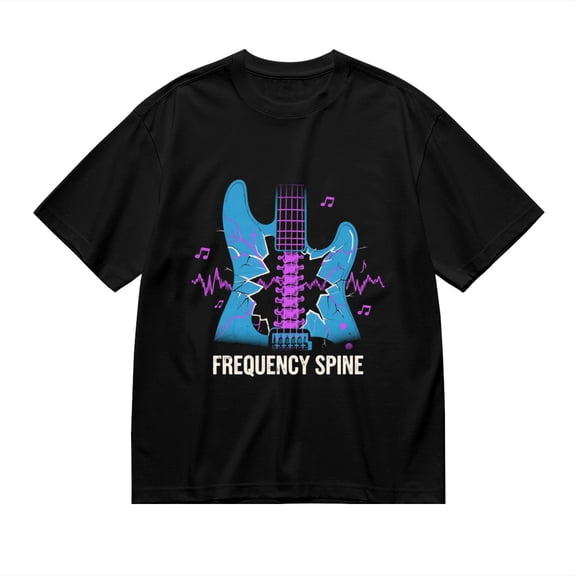 Black T Shirts for Men, Frequency Spine,Guitar Spine Print Mens Graphic Tees, 24013745,S