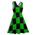 thumbnail image 5 of 2024 Black And Green Two T Dress Mod Checkers Pretty Dresses High Waist Street Fashion Skate Dress Summer Women Oversized Vestidos, 5 of 7