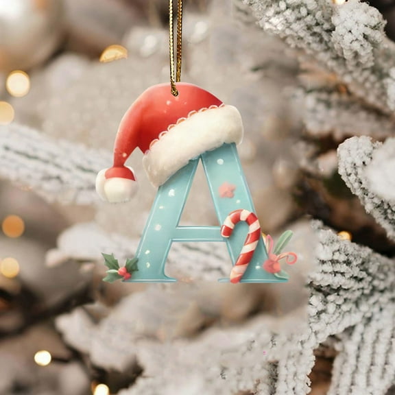 CISIL - Christmas Initial Ornaments, Personalized DIY 26 Letters Christmas Tree Decoration Pendant, Acrylic Initial Monogram Shape Xmas Tree Hanging Decor Christmas Gifts A-Snowflake Santa Claus