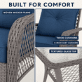 thumbnail image 6 of UDPATIO 3-Piece Patio Rocking Chairs Outdoor Conversation Set, Wicker Chairs with 4-Inch Olefin Cushions and Glass Side Table for Porch, Gray/Blue, 6 of 8