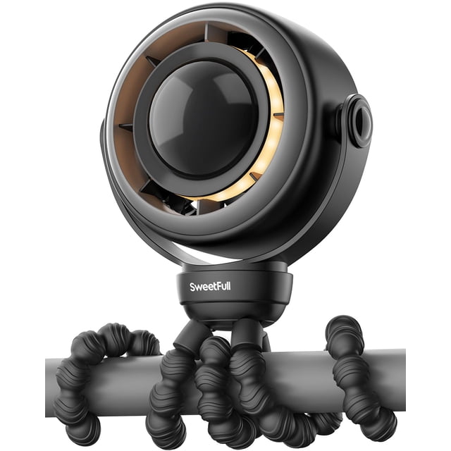 Ventilador de cochecito SWEETFULL, 4000 mAh, recargable, 4 velocidades, negro
