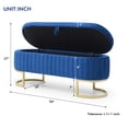 thumbnail image 6 of Miniyam Storage Bench Bedroom Bench, Velvet Oval Upholstered End of Bed Bench with Golden Metal Legs,Modern Storage Ottoman Bench,Blue, 6 of 6