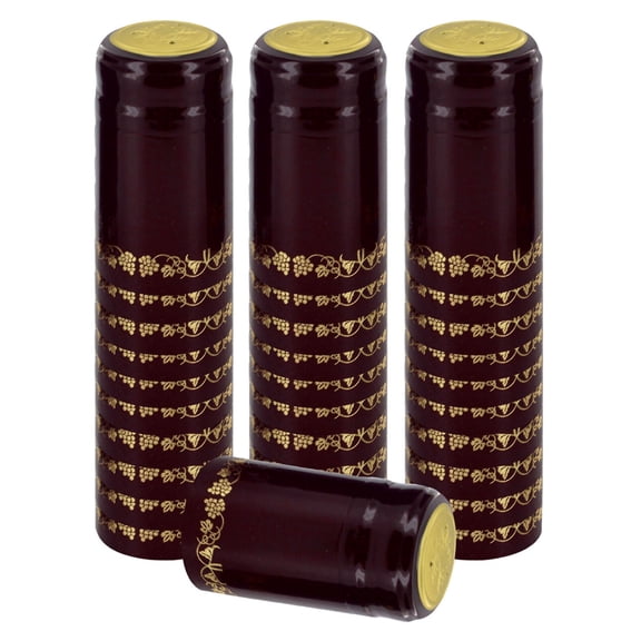 BURGUNDY/GOLD GRAPES PVC SHRINK CAPSULES 30 Pack