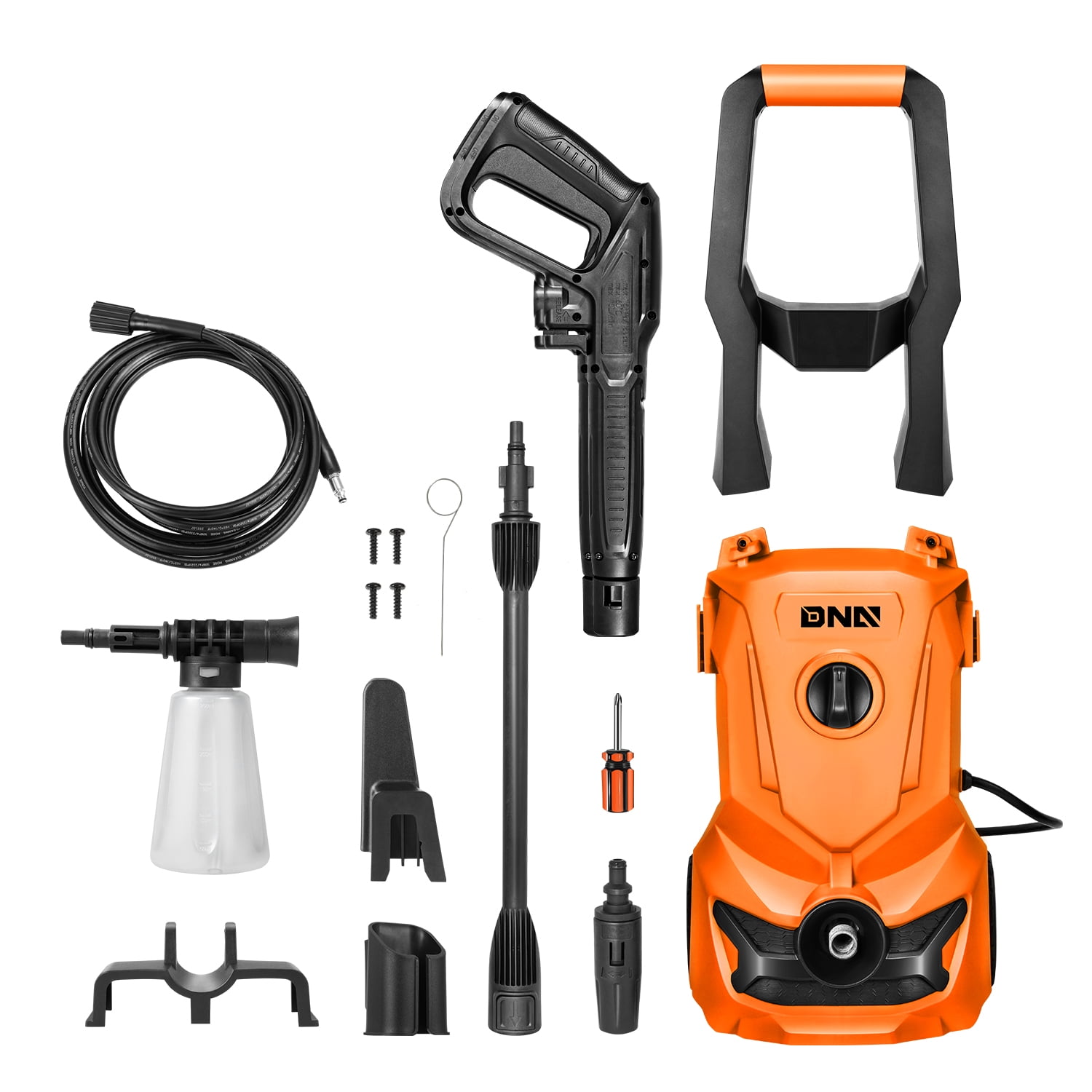 DNA Motoring TOOLS-00226 Portable High-Pressure Electric Power Cleaner Car Washer Machine 1813 PSI 1.45 GPM Orange