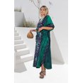 thumbnail image 4 of HAPPY BAY Women's Summer Batik Caftan Long Loungewear Dashiki House Dress V Neck Kaftan Sleepwear for Women Nightgown 2X-3X Lime_D278, 4 of 5
