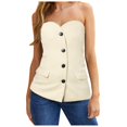 thumbnail image 1 of Women's Collar Top Fitted Sleeveless Strapless Work Sports Vest, 1 of 6