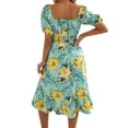 thumbnail image 5 of NTACZA Summer Dresses Hawaiian Sundress Casual Tropical Palm Tree Midi Short Sleeve Scoop Neck Elastic Waist A-Line Beach Size L, 5 of 5