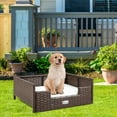 thumbnail image 6 of Dextrus Rattan Dog Bed with Cushion for Medium Small Dogs and Cats, Indoor Outdoor Pet Bed with Beige Cushion,24.8''L*19.7''W*9.8''H, 6 of 6