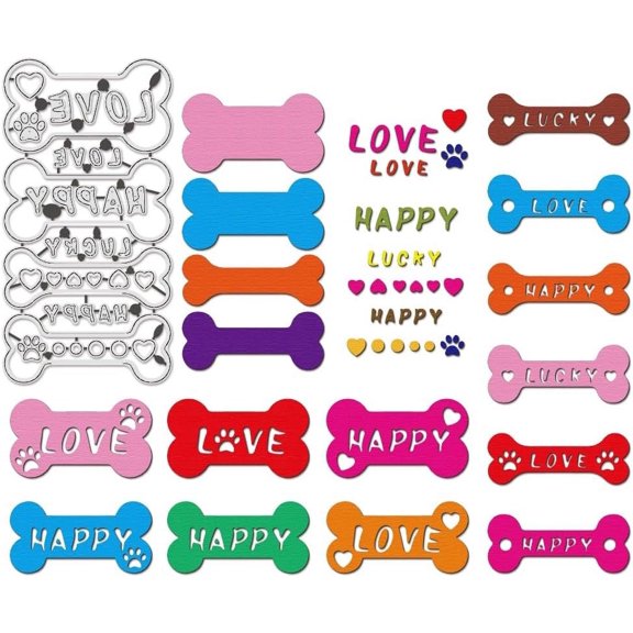 Dog Bone Cutting Dies for Scrapbooking Pets Bones and Text Die Cuts for Card Making Photo Album Decorative Embossing