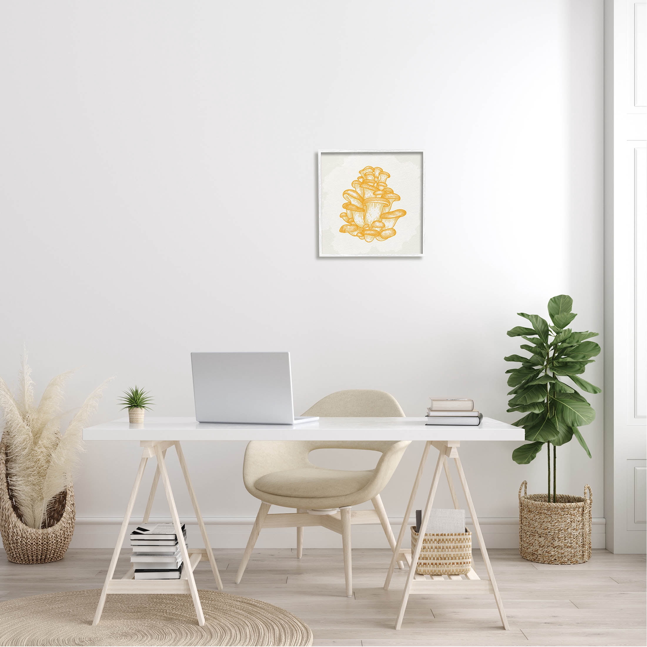 Stupell Industries Intricate Mushroom Forest Botanicals Graphic Art White Framed Art Print Wall Art, Design by Kim Allen