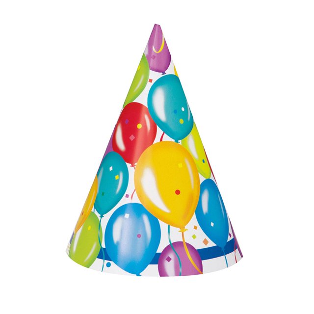 Unique Party - Sombreros de Fiesta Cumpleaños - Packs de 8 (Multicolor)