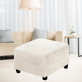 thumbnail image 4 of Square Covers Stretch Elastic Pouf Footstool Protect Single Seat Sofa Footstool Beige, 4 of 7