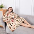 thumbnail image 5 of Oversized Wearable Blanket Hoodie,Red Mushroom Insect Light Pattern Sherpa Blanket Hoodie with Super Pockets,Super Warm Fuzzy Pullover for Women & Men, 5 of 6