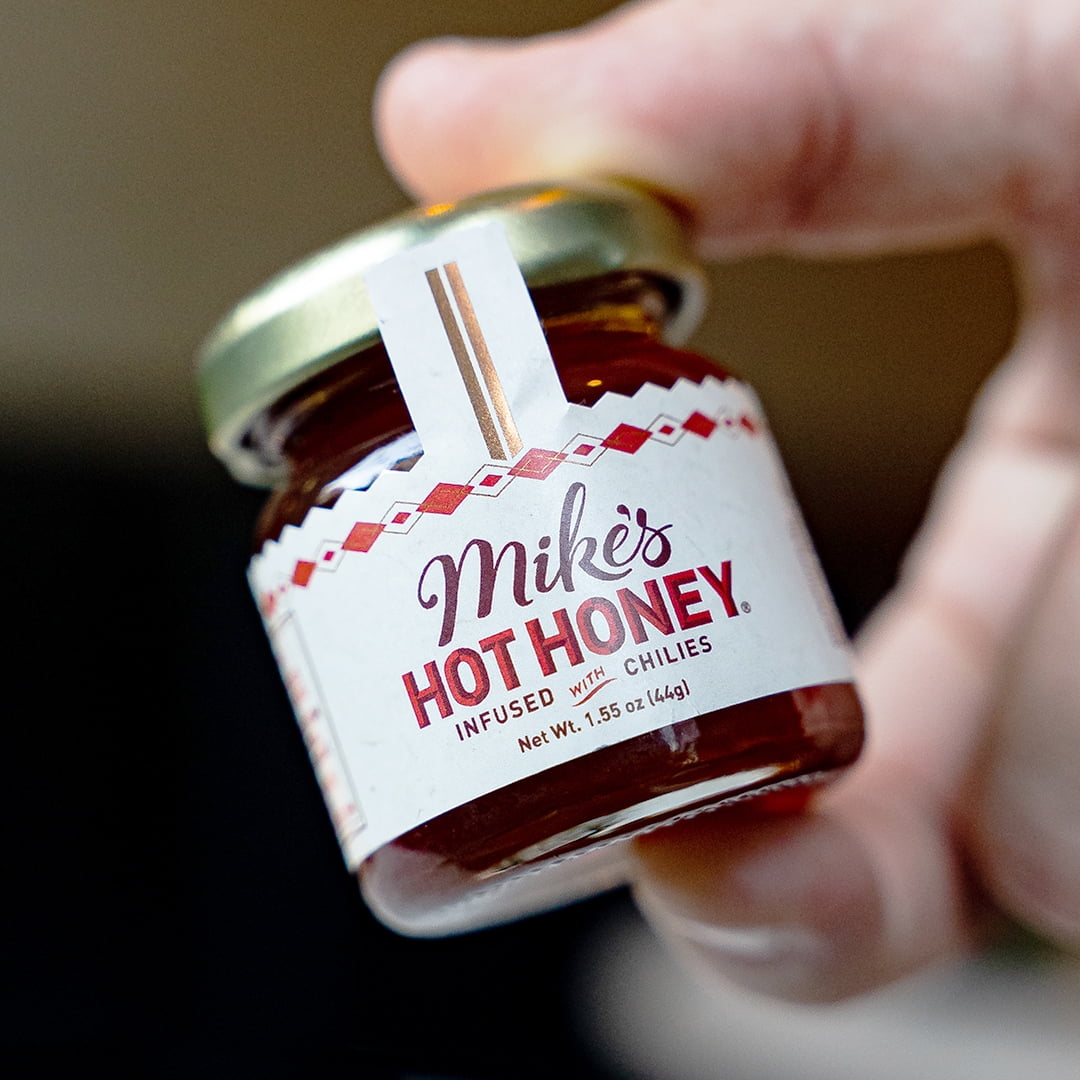 (6 pack) Mike's Hot Honey Infused with Chilies, Glass Mini Jar, 1.55 oz, Gluten Free