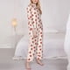 thumbnail image 3 of Balery Hand Drawn Strawberry Conjunto de Pijama con Estampado para Mujer, Conjunto de Dos Piezas con Manga Larga, Ropa de Dormir Suave con Bolsillos, Pijamas Cómodos-Large, 3 of 7