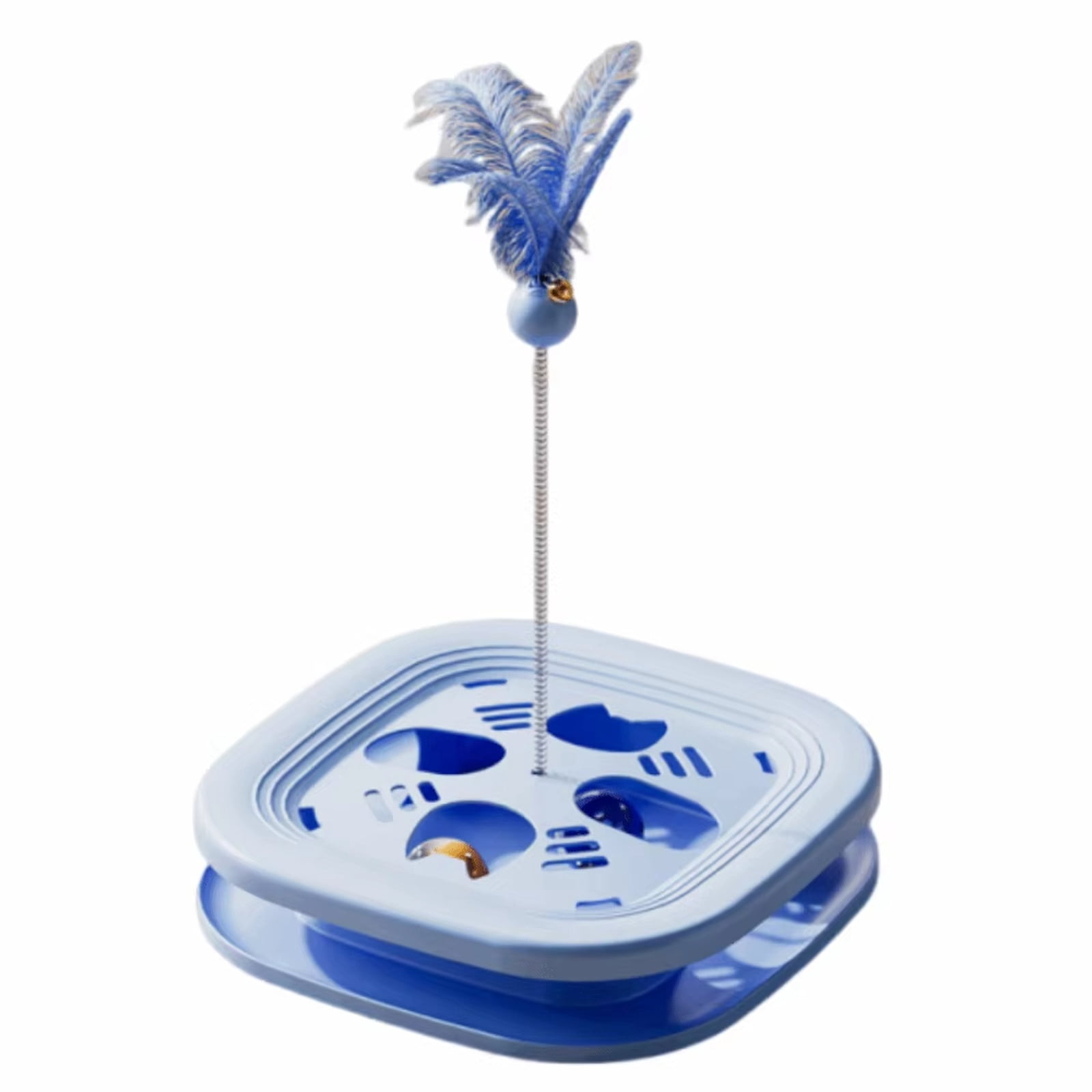 4Pcs 13.39Inch Interactive Cat Toy Maze with Ball Track & Spring Feather Teaser, Puzzle Cat Toys for Indoor Cats & Kittens, Self Play Activity Toy for Mental Stimulation