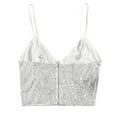 thumbnail image 4 of Womens Glitter Strappy Tank Tops Ladies Sexy Sparkl Cami Swing Vest Clubwear, 4 of 7
