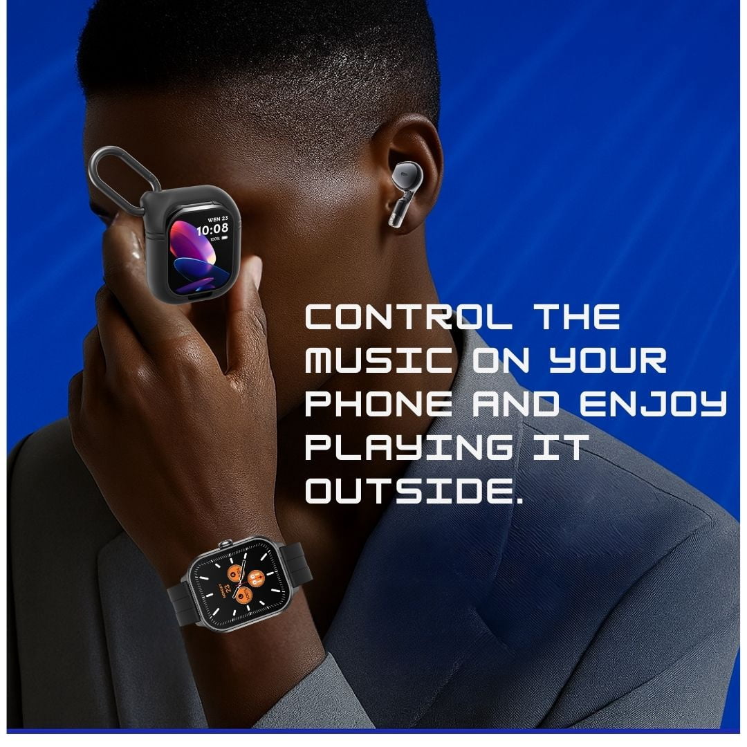 Effeokki Smartwatch with Wireless Earbuds, 2" Display, NFC, Fitness Tracker, iPhone & Android Compatible