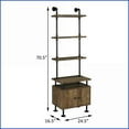 thumbnail image 2 of TV Stand Side Pier, Rustic Oak & Black, 3-Tier Shelves, 2-Door Storage | Wood+Metal | Black+Brown, 2 of 7