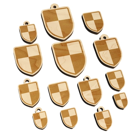 Shield Symbol of Protection Wood Mini Charms Shapes DIY Craft Jewelry - No Hole - 16mm (22pcs)