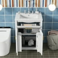 thumbnail image 4 of 24-inch Bathroom Vanity Combo with Ceramic Sink, 2 Soft-Close Doors & Drawer, Gold and White Freestanding Cabinet with Adjustable Shelf for Small Spaces, 4 of 11